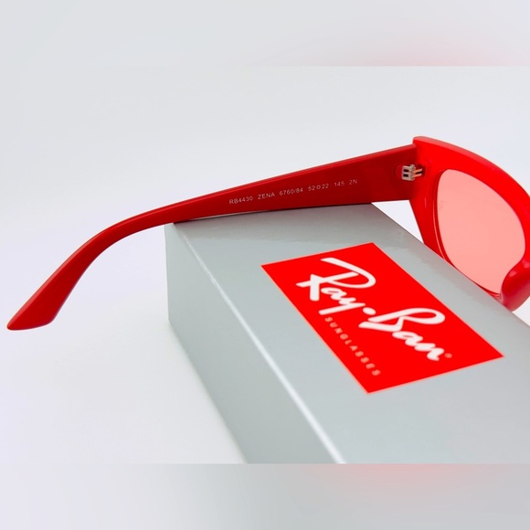 Ray-Ban Zena Sunglasses RB4430 Polished Red Cherry Frame with Pink Lenses Unisex - Picture 11 of 14